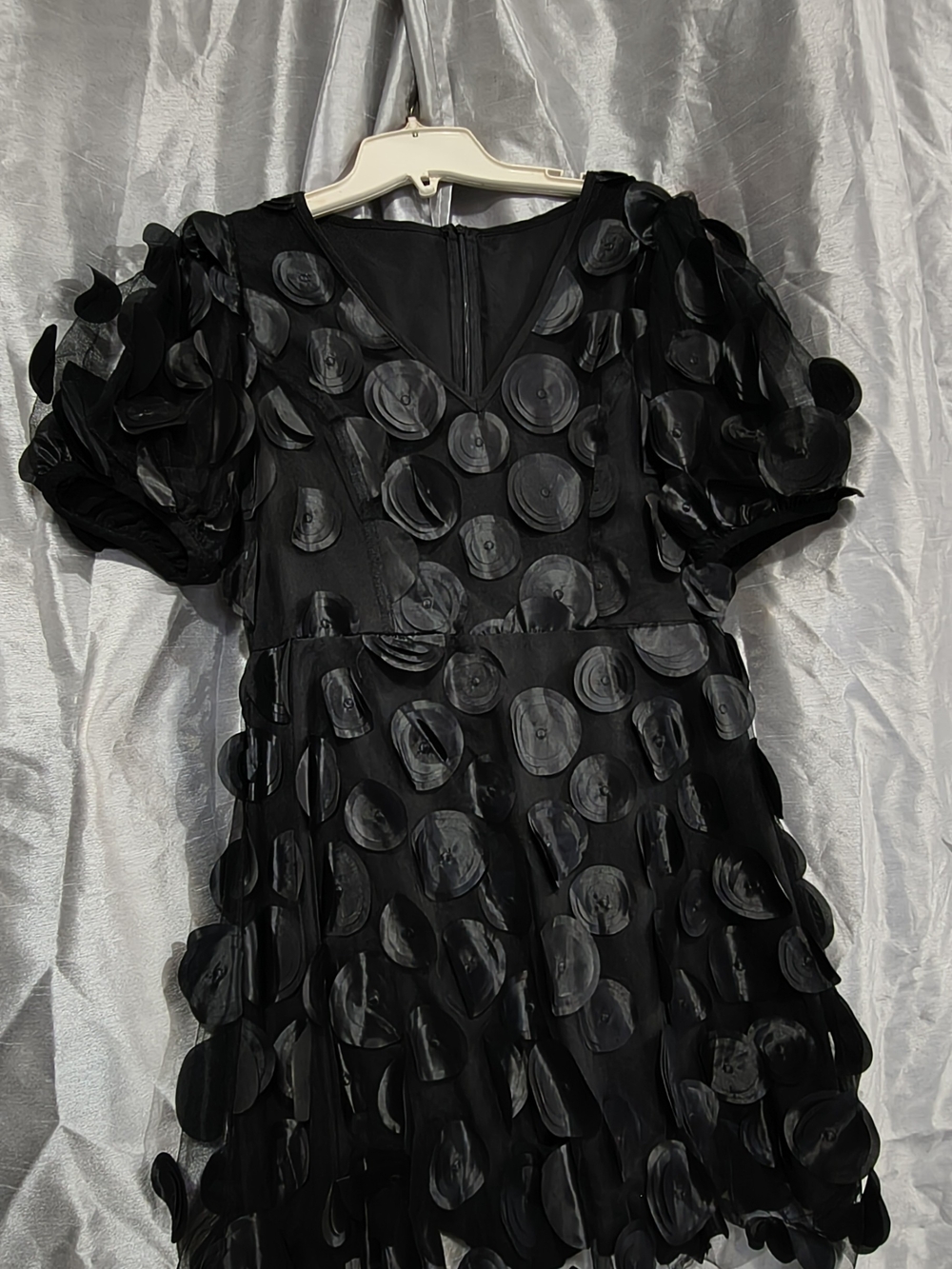 Backless Black Polka Appliqué Dress
